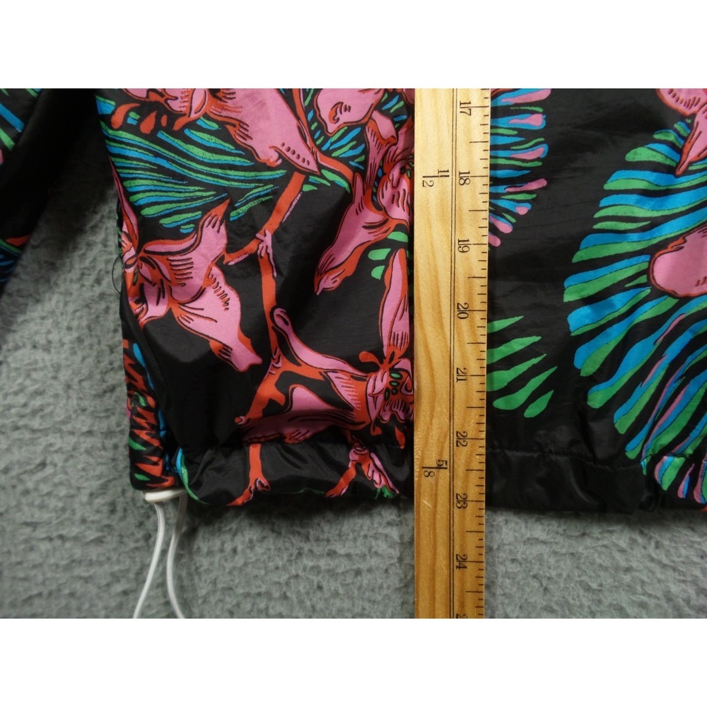 Levis Jacket Womens Size Medium Black Floral Pullover 1/4 Zip Hooded Windbreaker - Picture 11 of 15